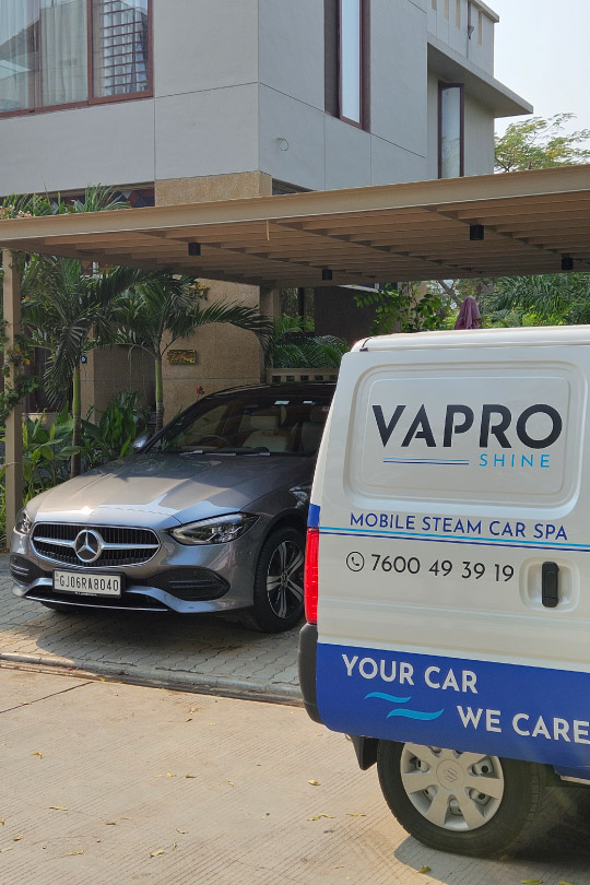 Vaproshine van with Mercedes car